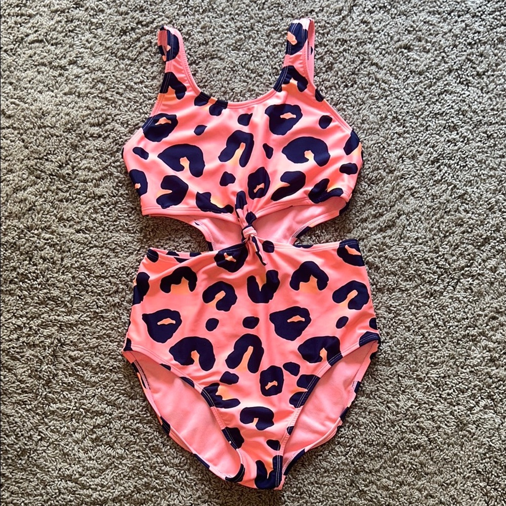 Girls Coral an d Navy Swimsuit size 14-16
